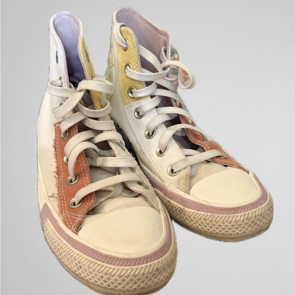 Converse White and Pink High-Top Sneakers Canvas Classic